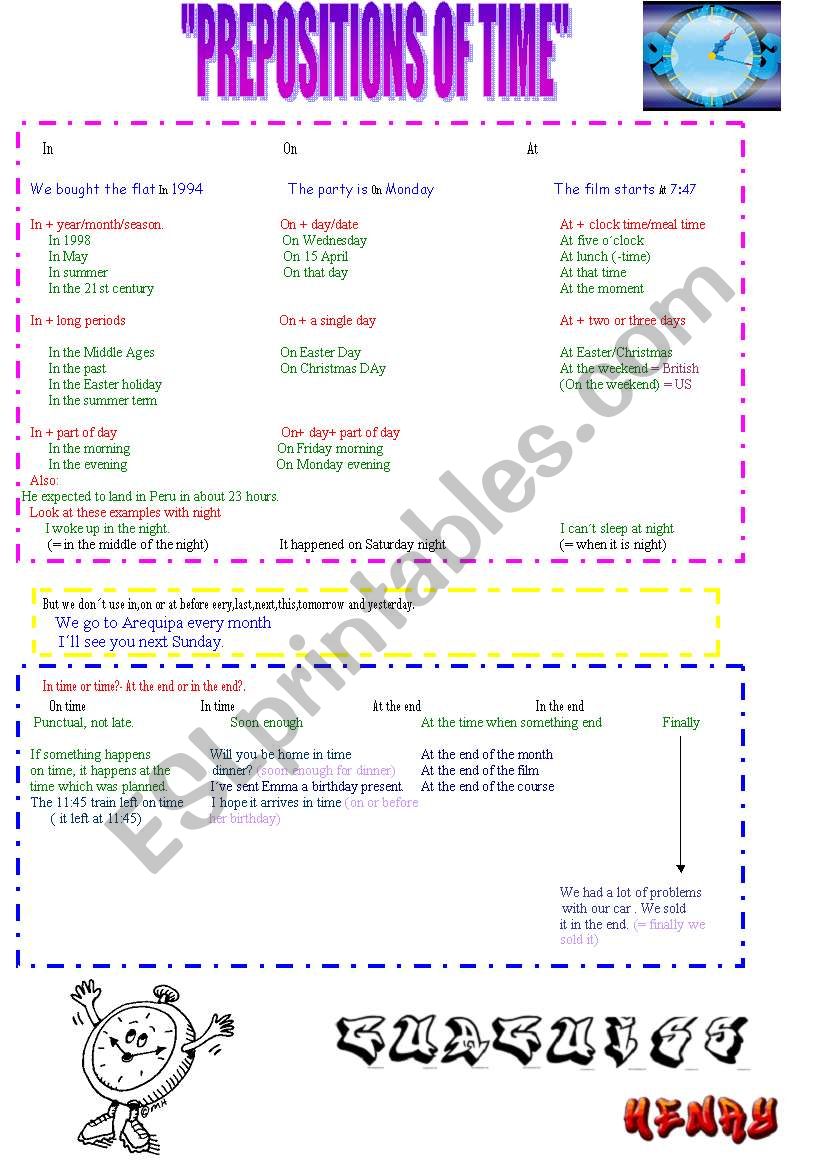 Prepositions of time worksheet