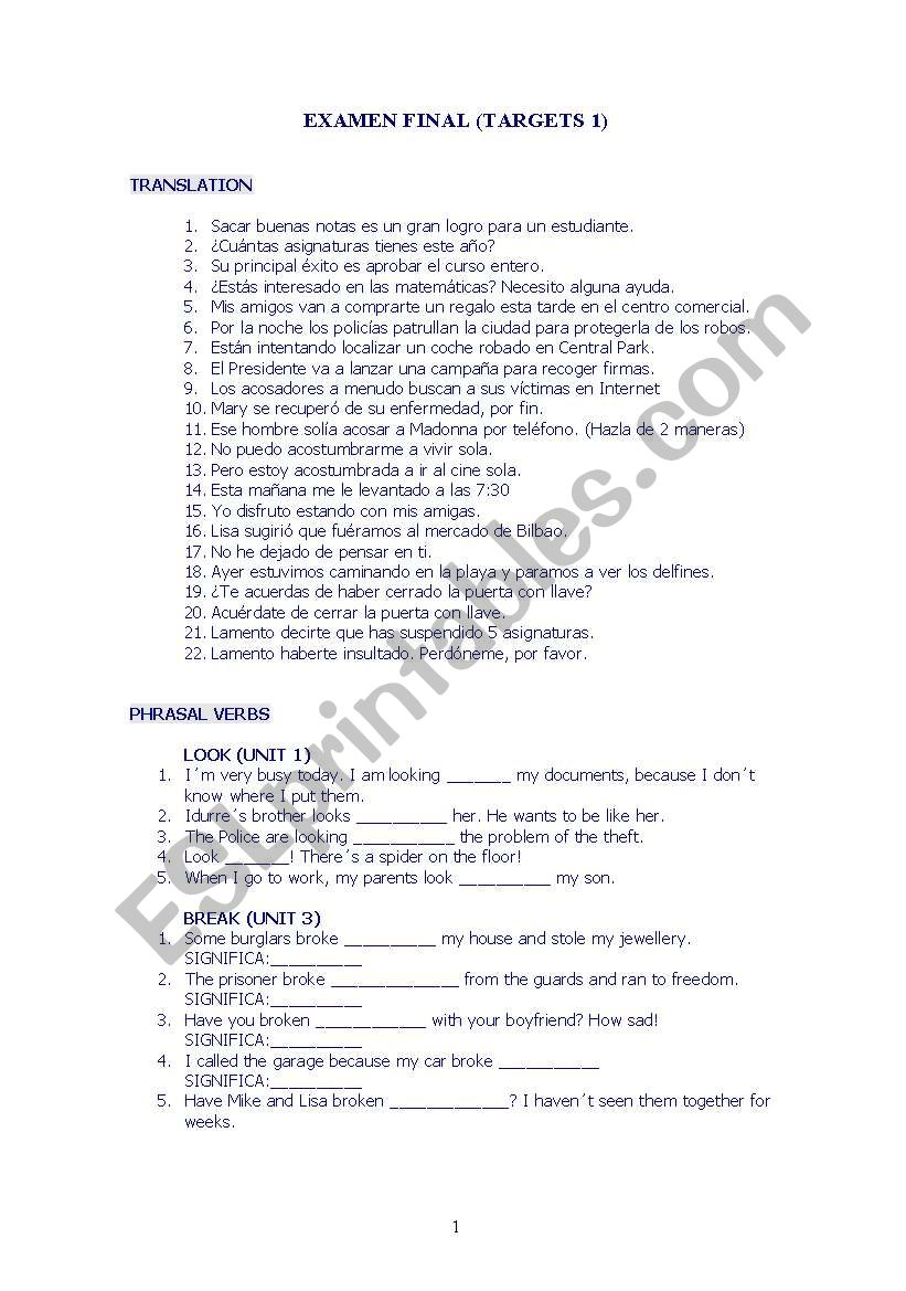 VOCABULARY AND GRAMMAR REVIEW OF TARGET EDITION
