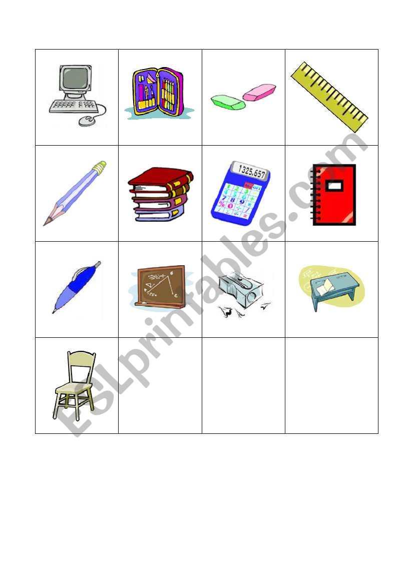 School memory game worksheet
