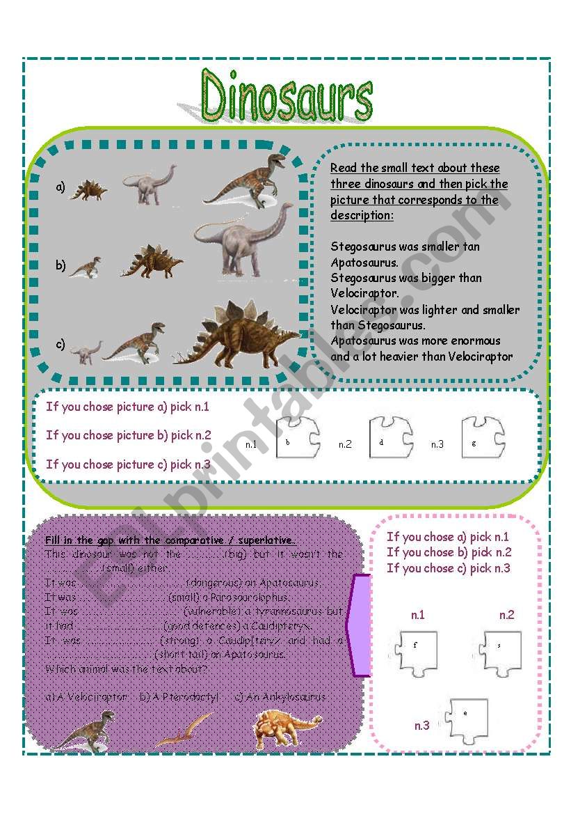 DINOSAURS SET 4 (3 pages) worksheet