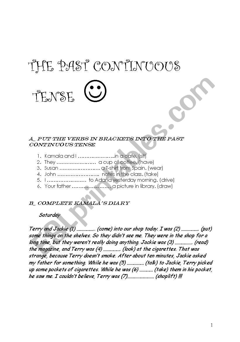 past continuous tense worksheet