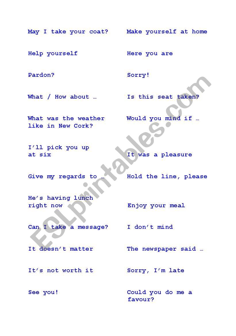 Everyday Phrases worksheet