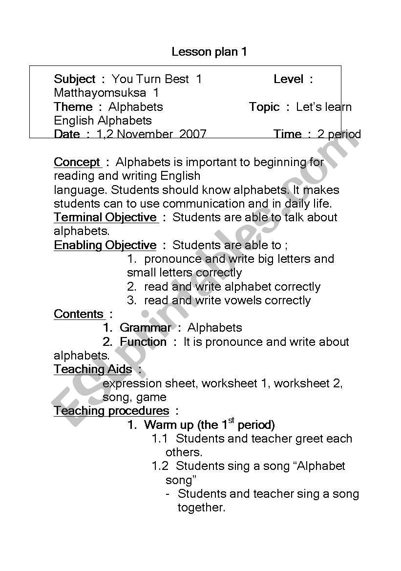 lesson plan worksheet