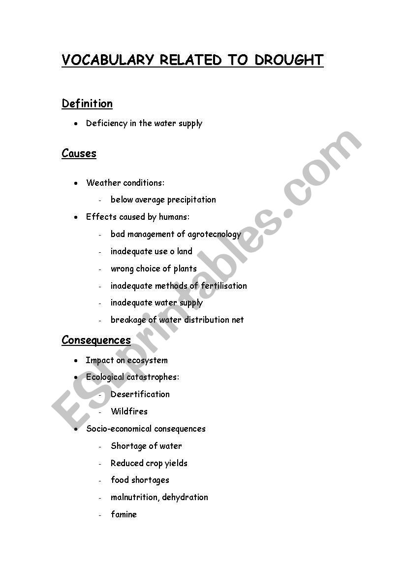 Vocabulary/ Writing a composition about drought