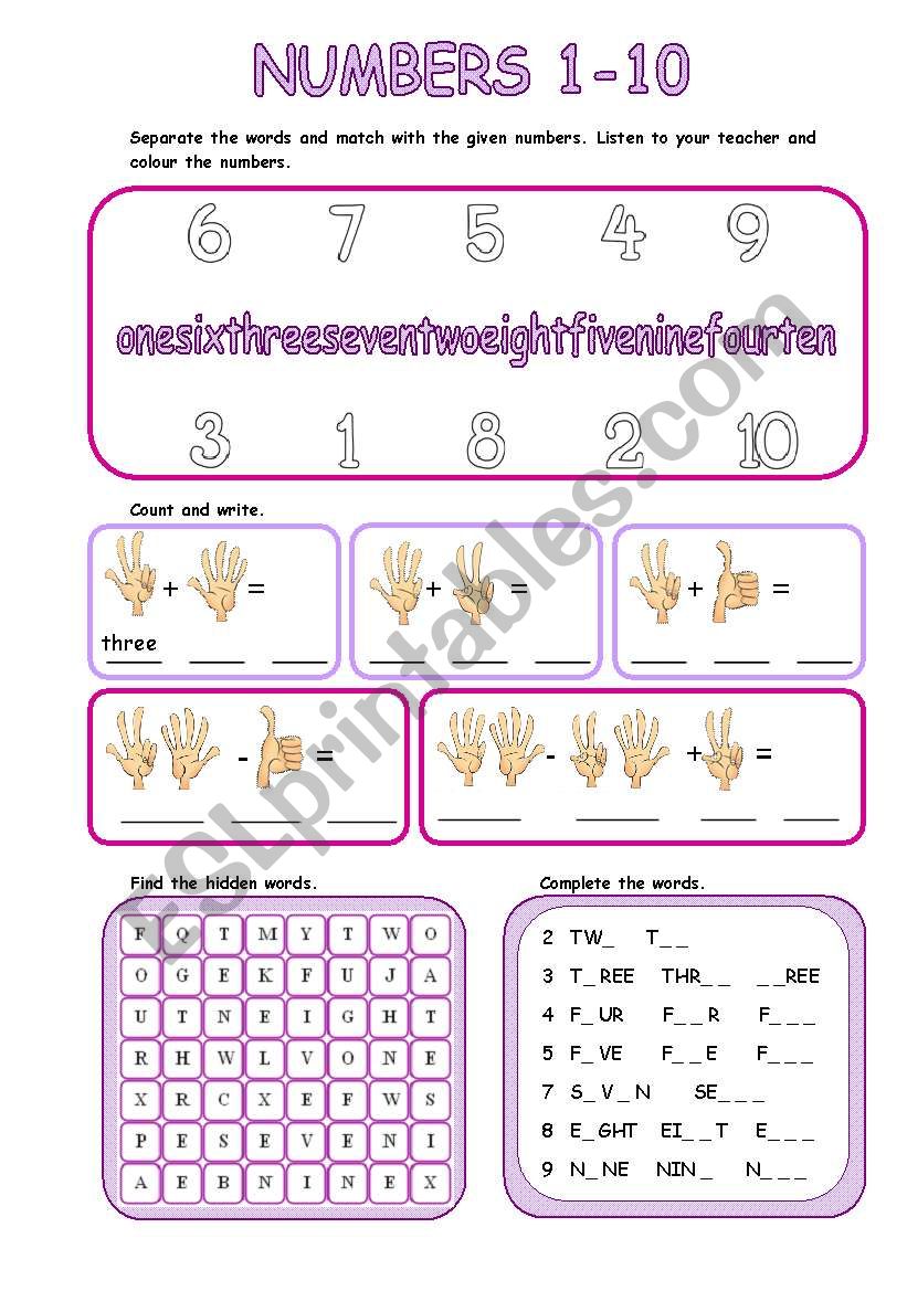 Numbers worksheet