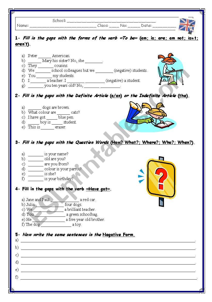 GRAMMAR TEST / WORKSHEET(3 pages)