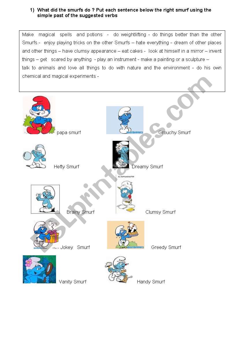 The Smurfs worksheet