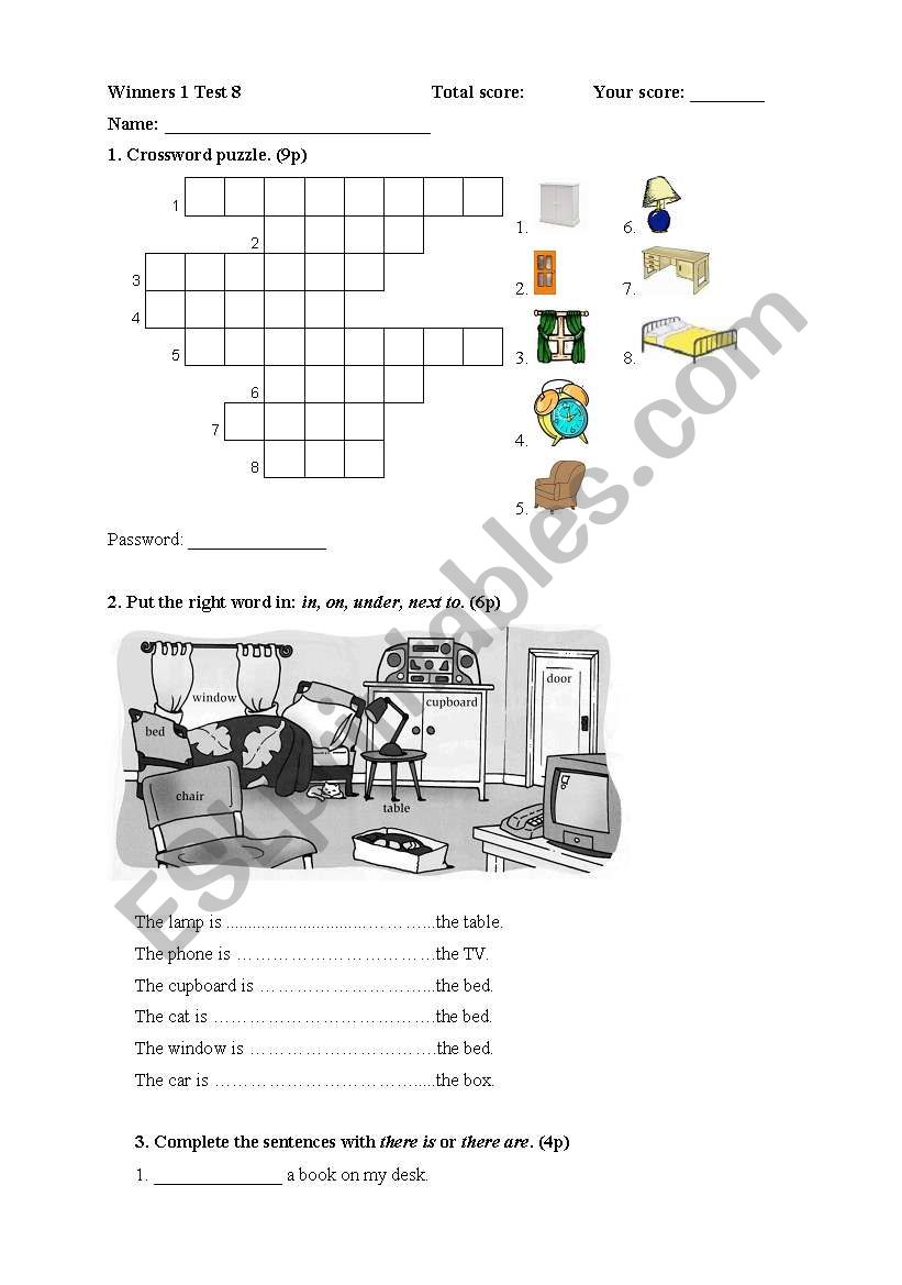 there is / there are, things in the house, furniture, prepositions, test winners