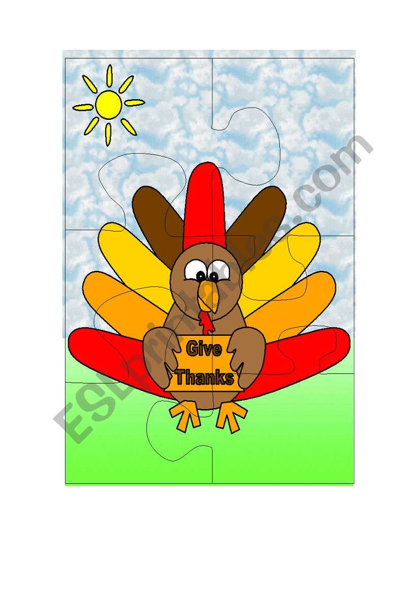 Puzzle of thanksgiving day worksheet