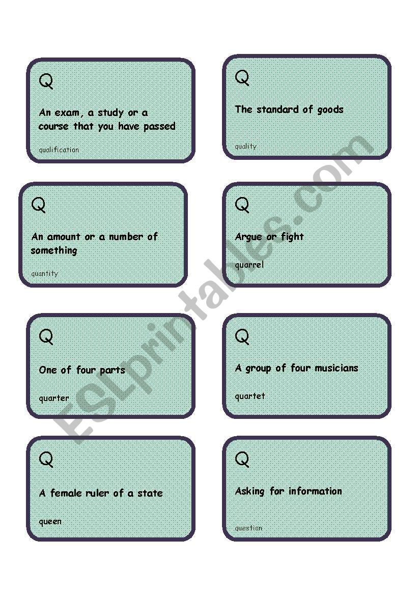 Alphabet game -Letter Q worksheet