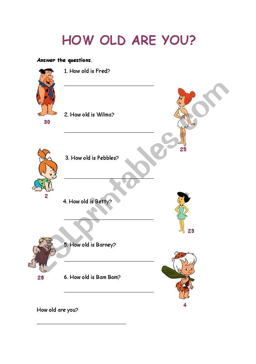 How old are you? worksheet