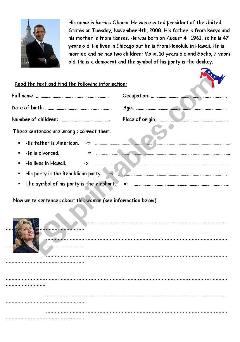 Barack Obama worksheet