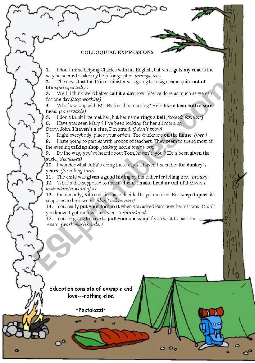    COLLOQUIAL EXPRESSIONS worksheet