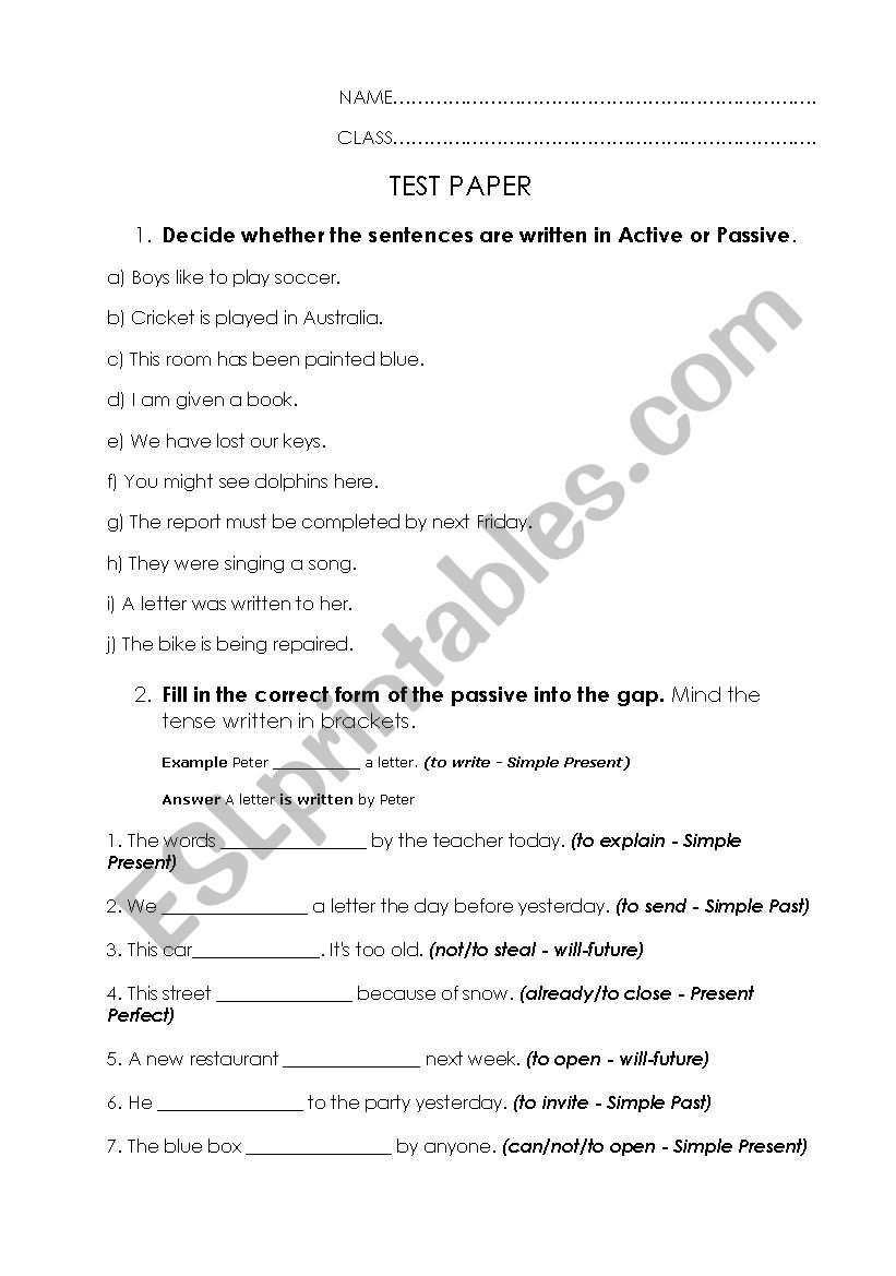 passive voice worksheet