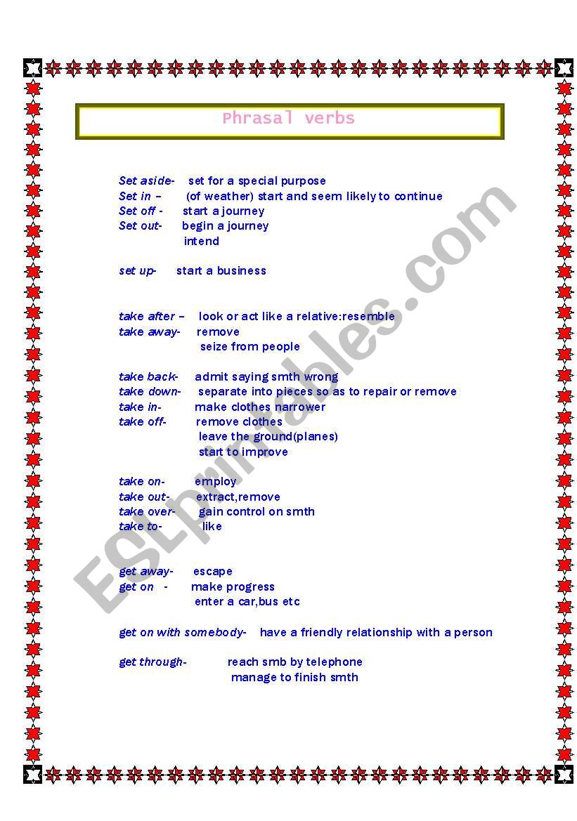 phrasal verbs worksheet