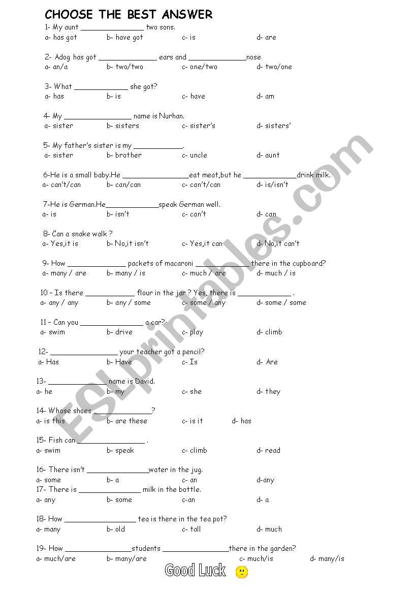 CLOZE TEST worksheet