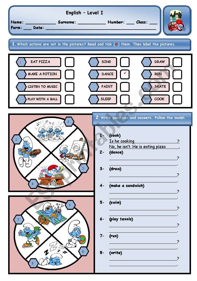 IS THE SMURF COOKING? worksheet
