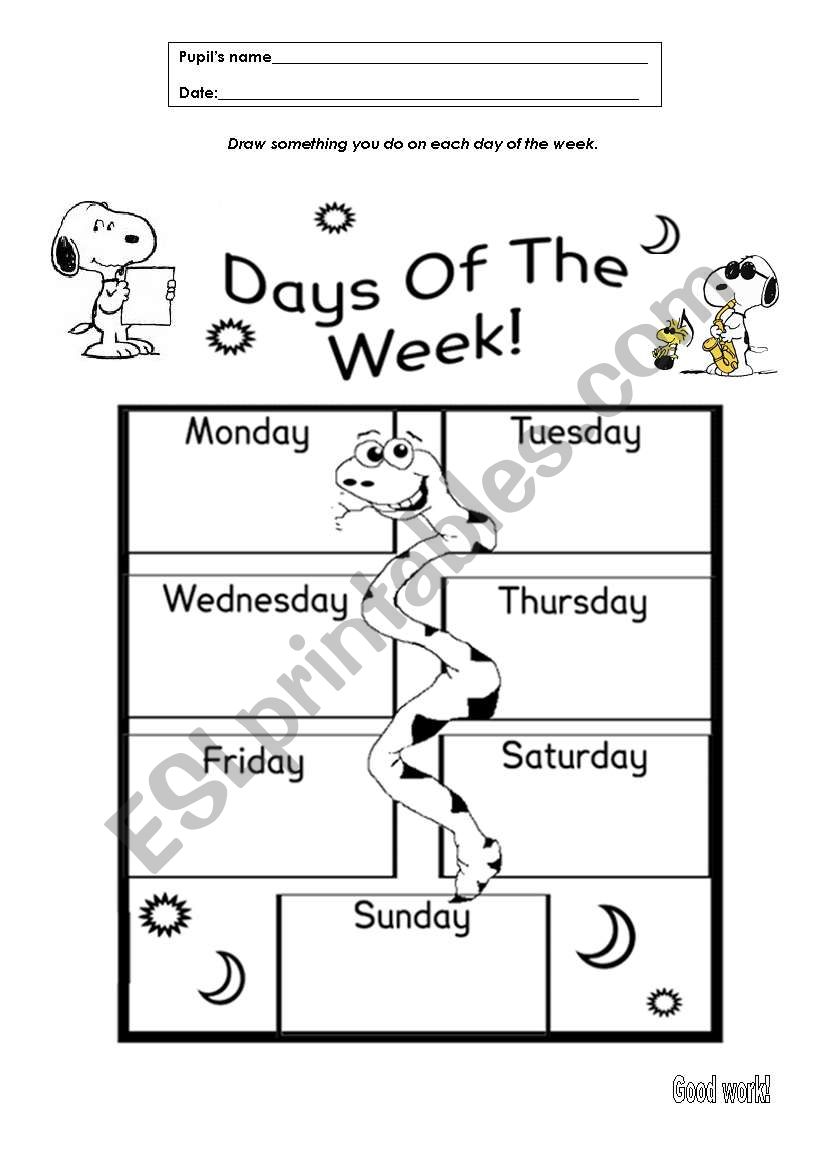 Days of the week worksheet