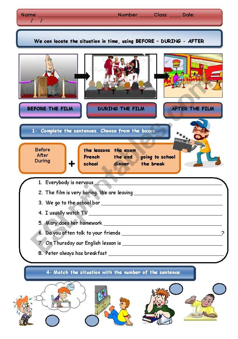 Prepositions of time worksheet