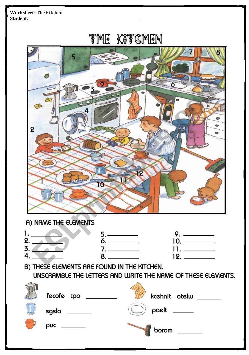 Kitchen worksheet