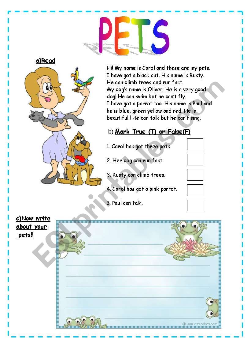 pets worksheet