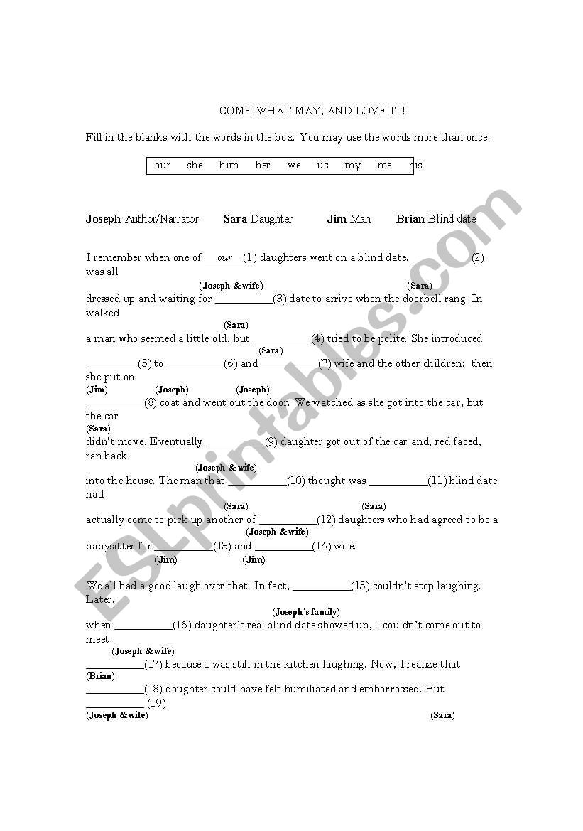 PRONOUNS-Subject, Object, and Possessive Adj.