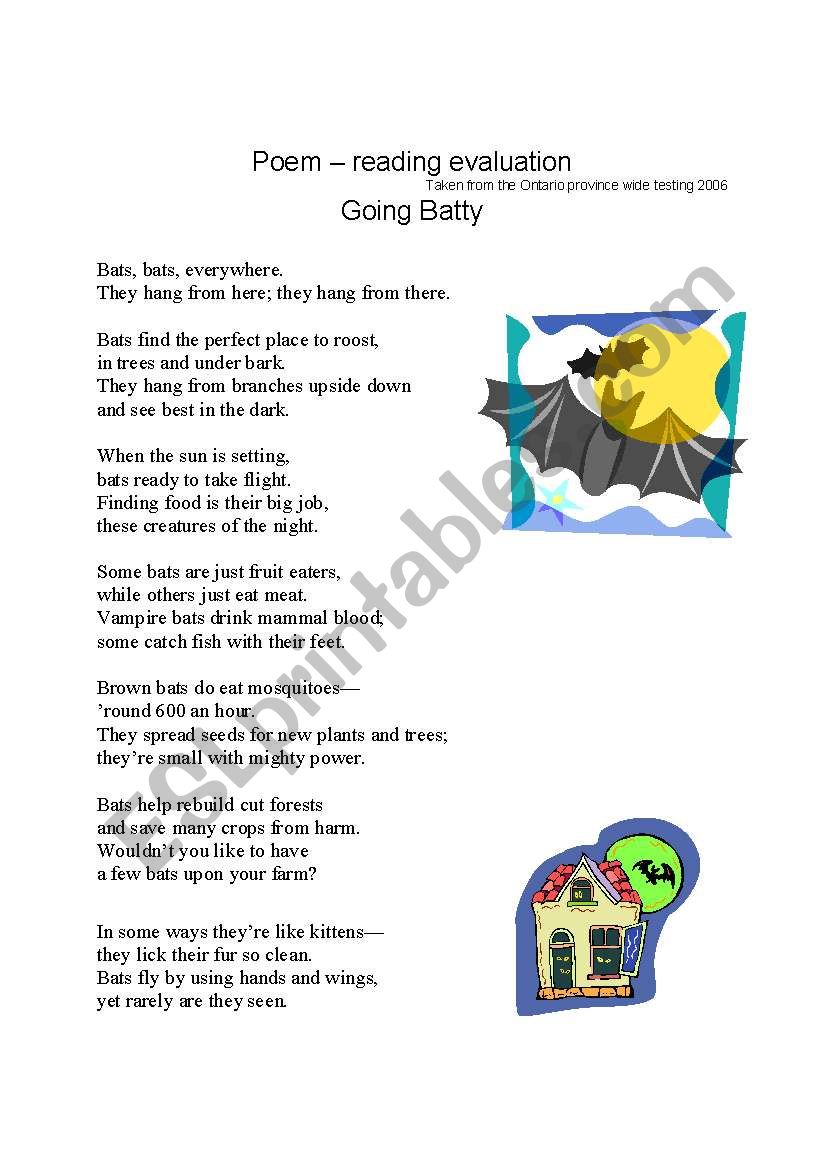 Going Batty. worksheet