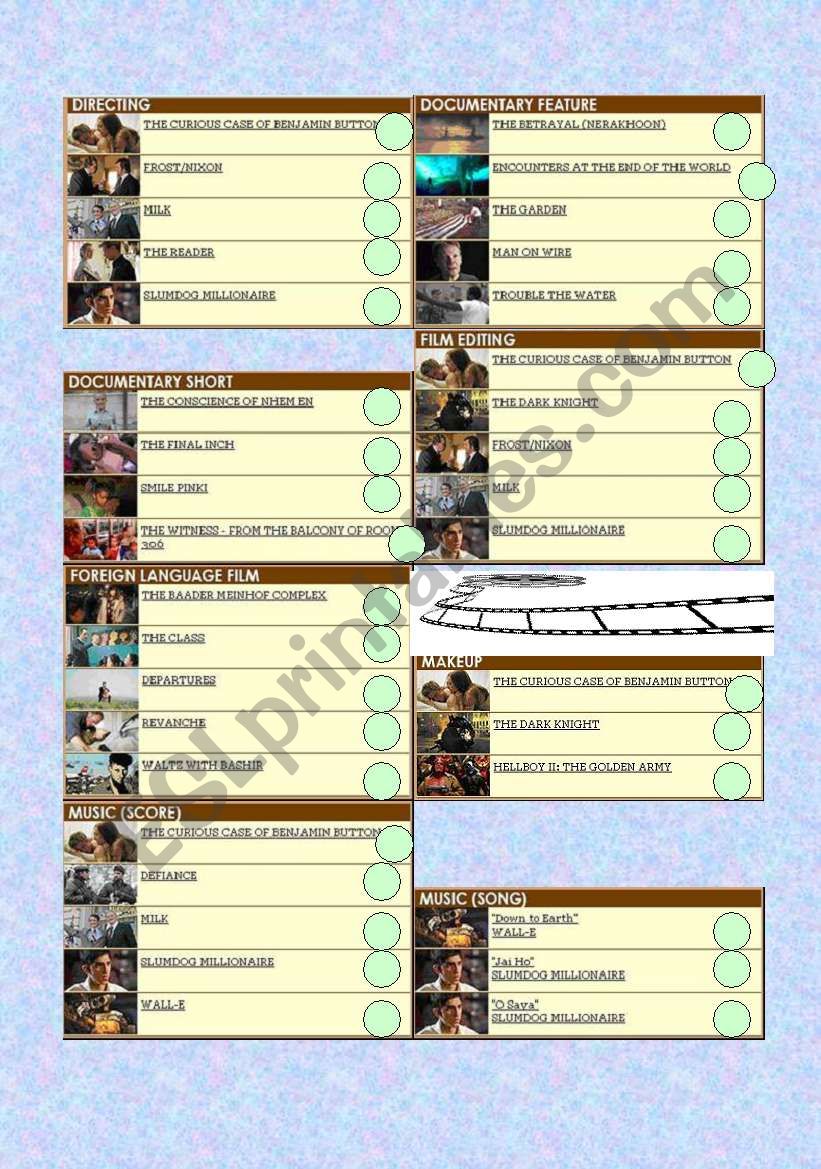 2009 OSCAR PREDICTION (2nd part - last 2 pages)