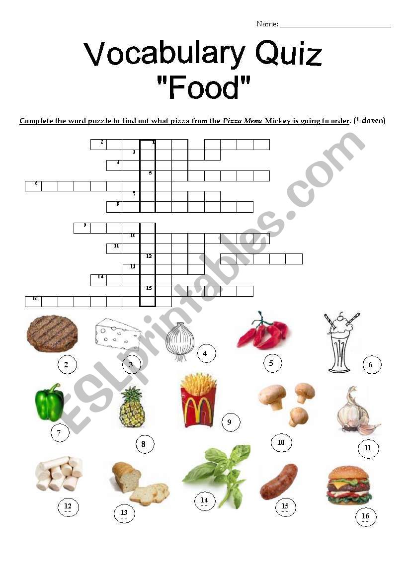 Food Quiz worksheet