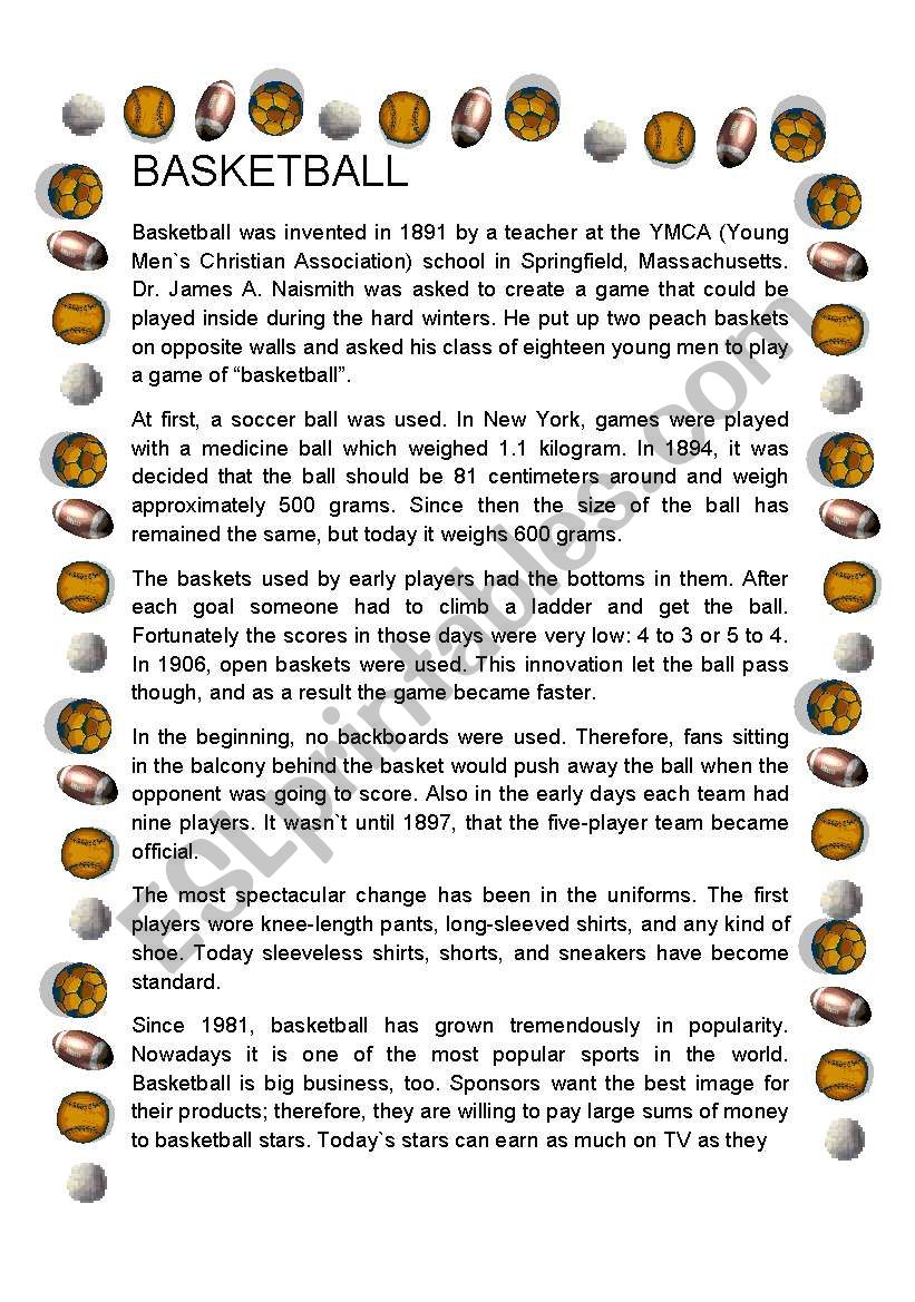 basketball history worksheet