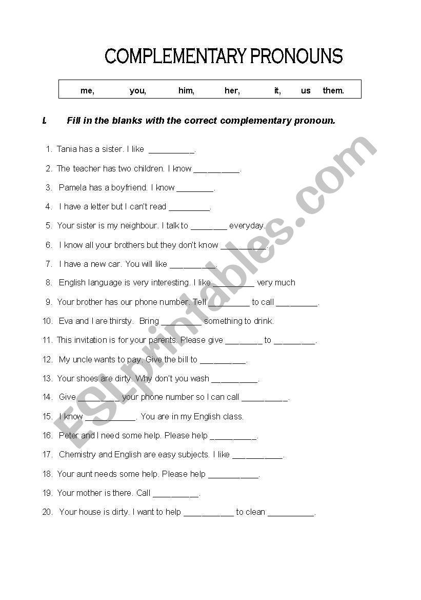 pronouns worksheets worksheet