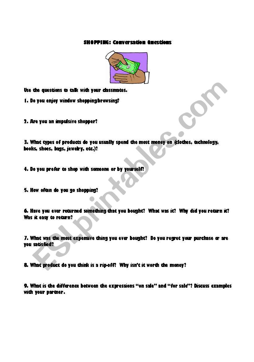 Shopping: Conversation Questions