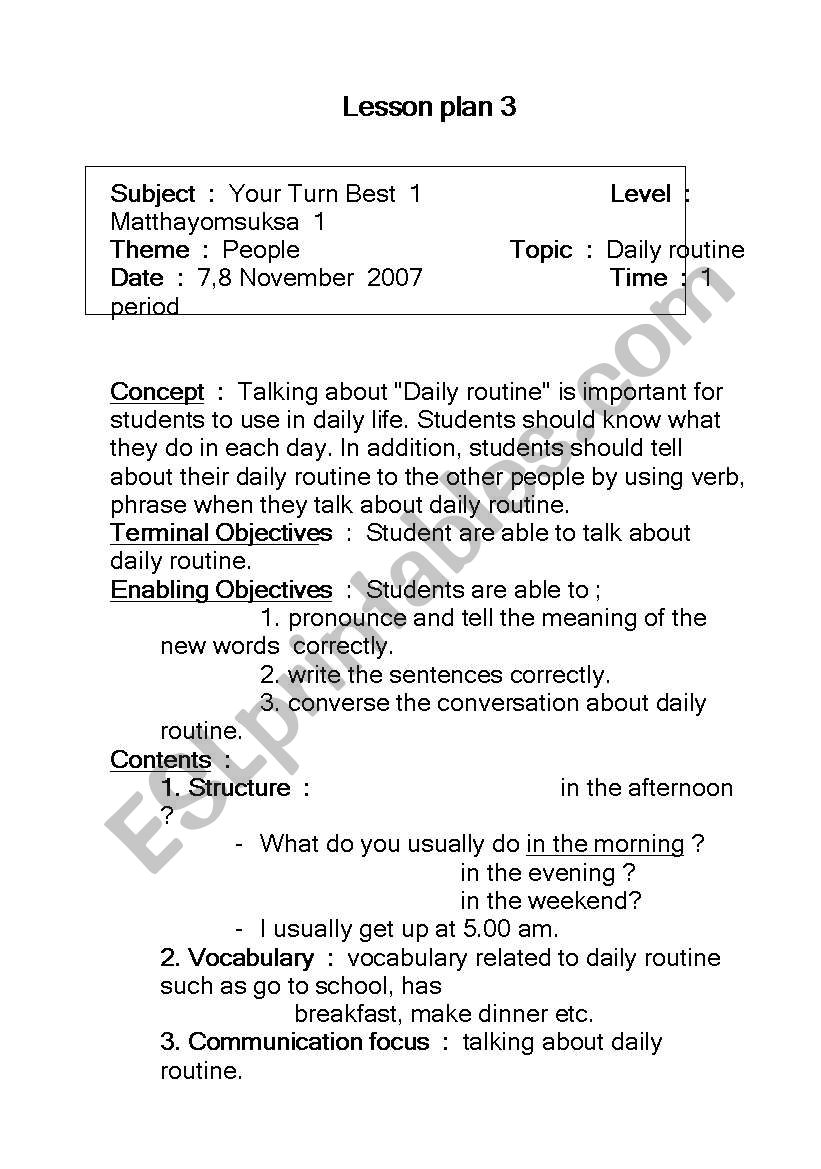 lesson plan  worksheet