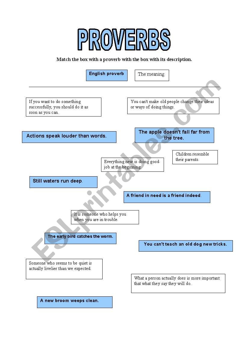 English proverbs worksheet