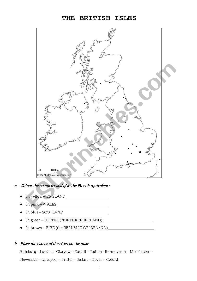 UK & US geography worksheet