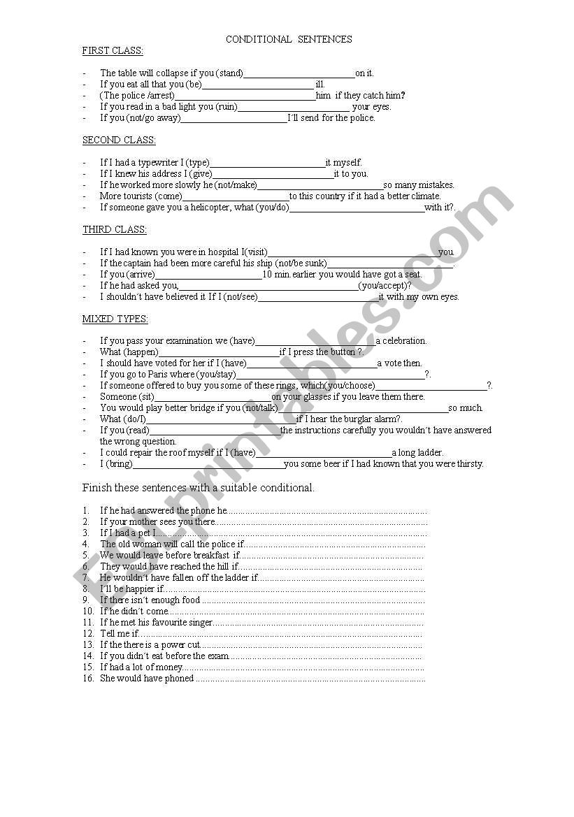 conditional sentences worksheet