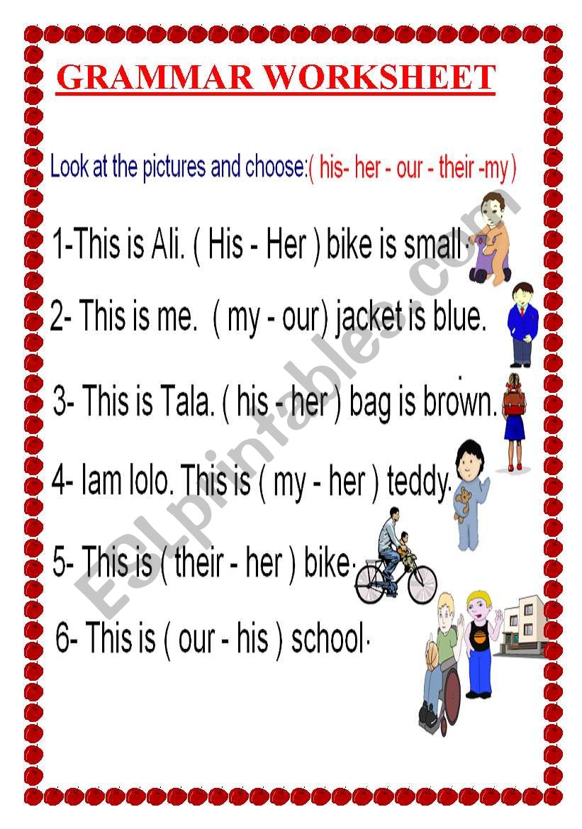 Grammar Worksheet For Kindergarten