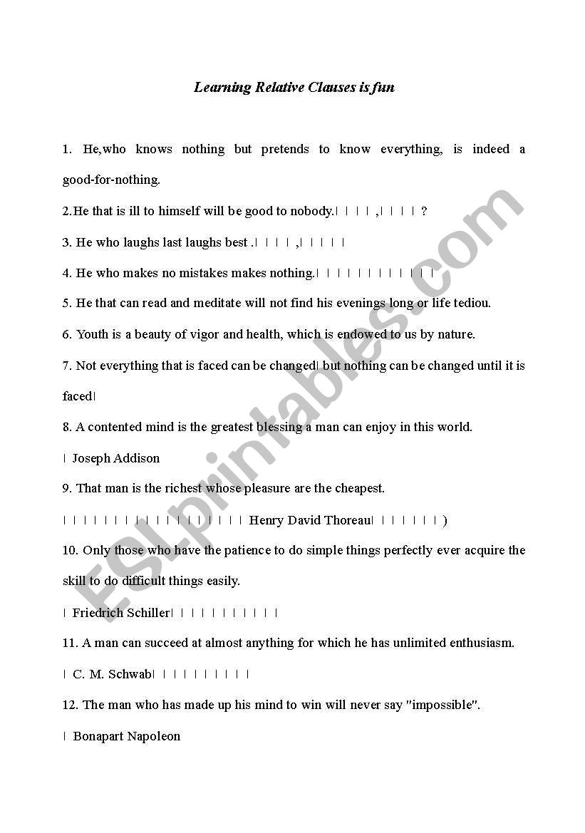 Attributive clauses and English maxims