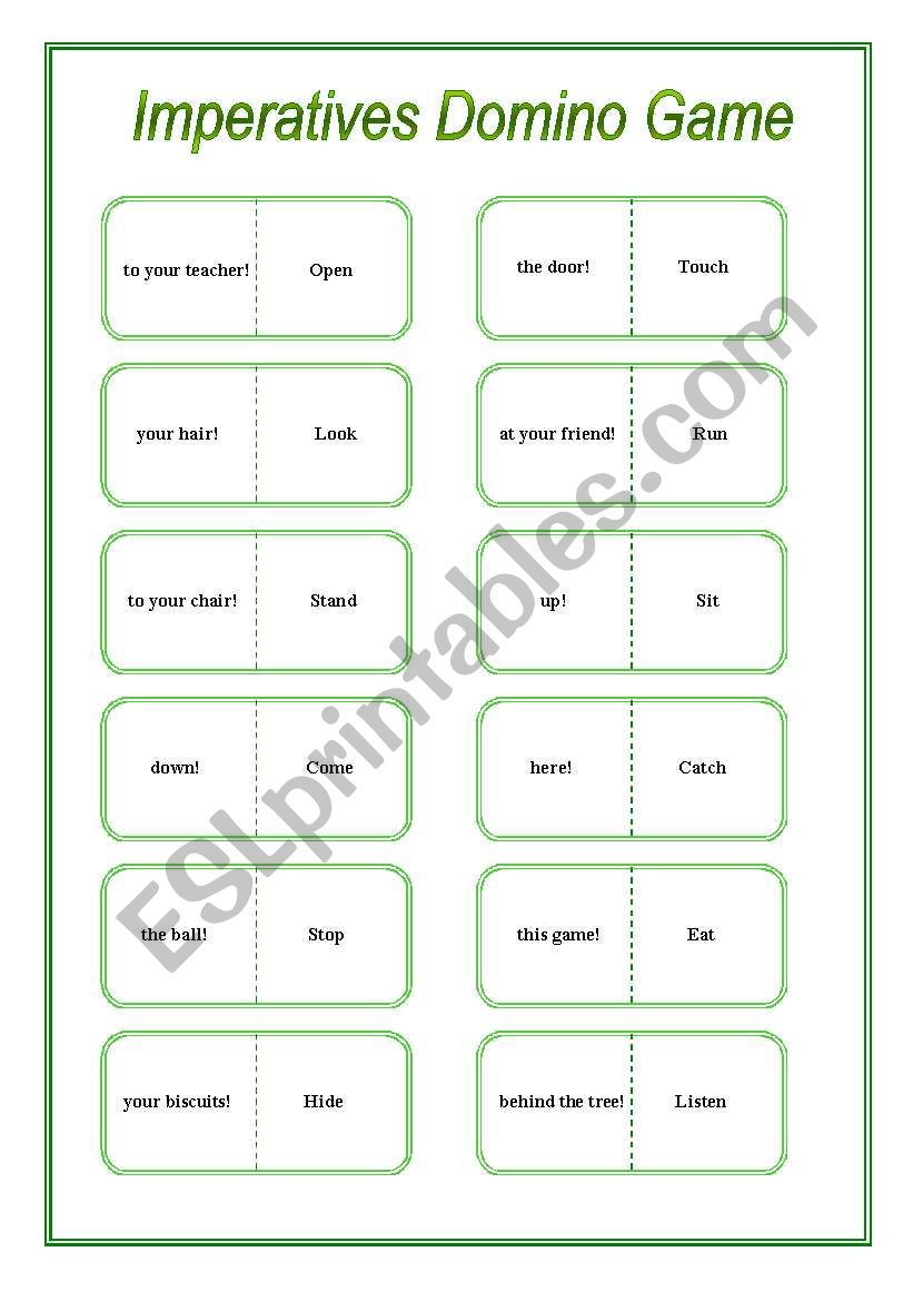 Imperatives (domino game) worksheet