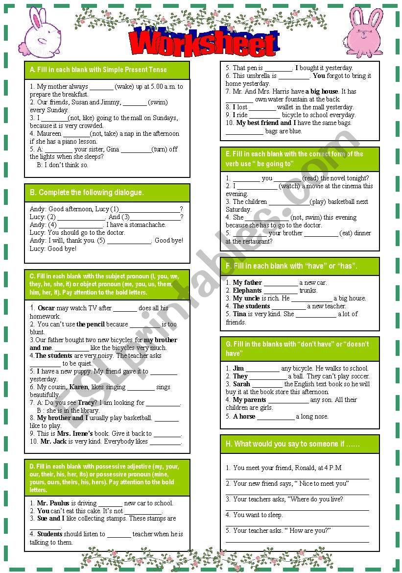 Test your grammar worksheet