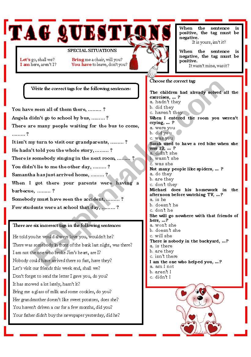 TAG QUESTIONS worksheet