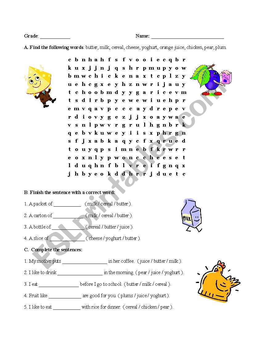 New Vocabulary: Food worksheet