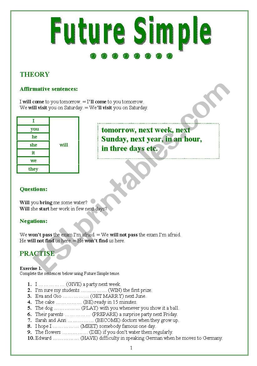 Future Simple worksheet