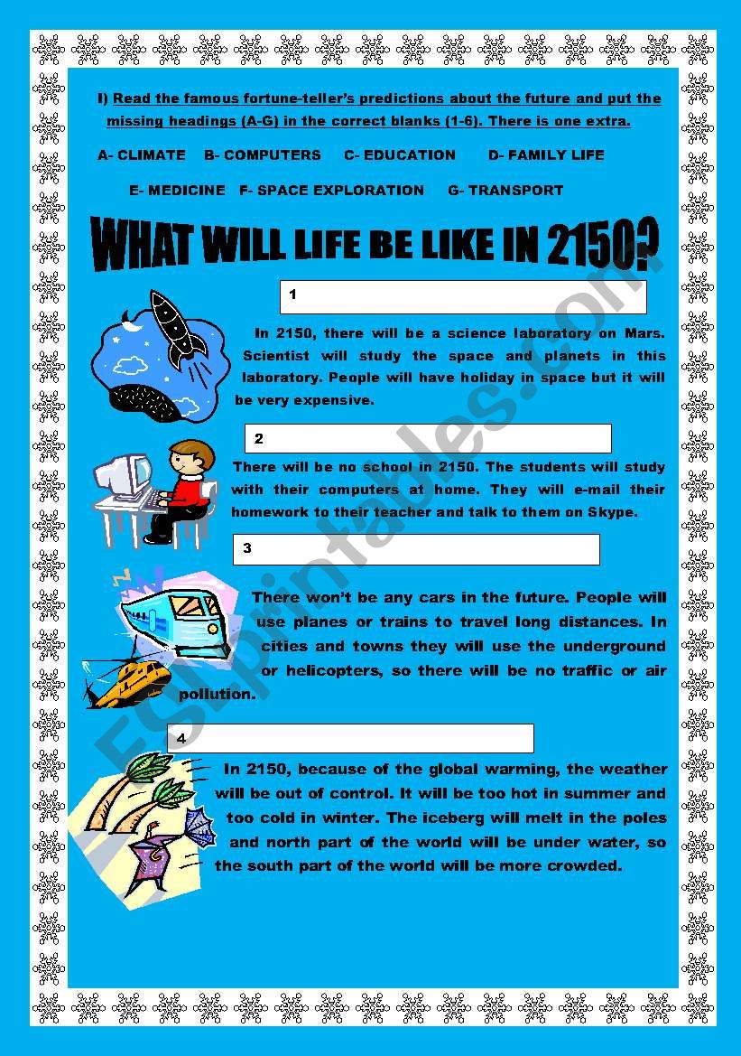 WHAT WILL LIFE BE LIKE IN 2150?- 2 page