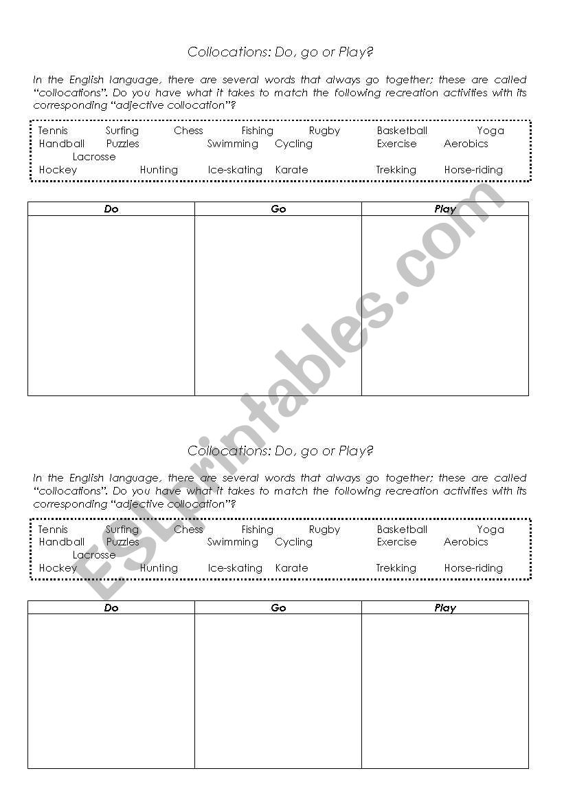 Do, go or play? worksheet