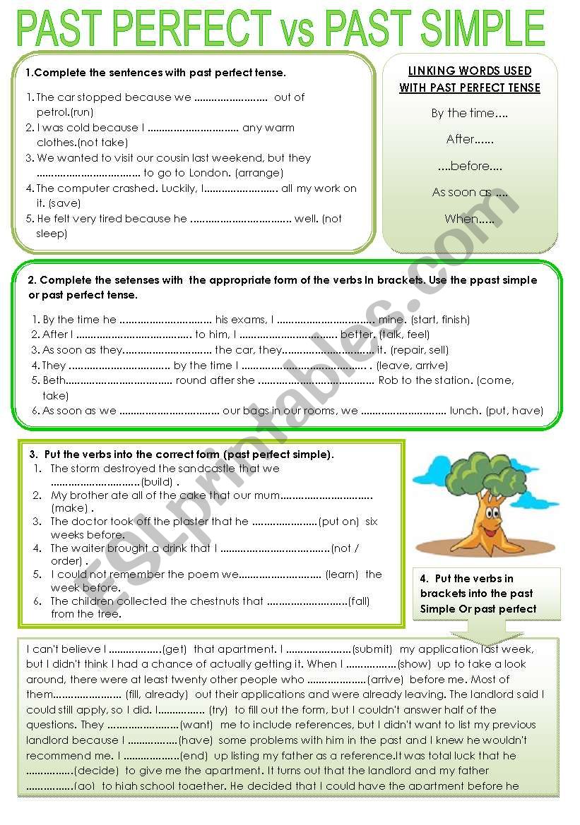 past perfect vs. past simple worksheet