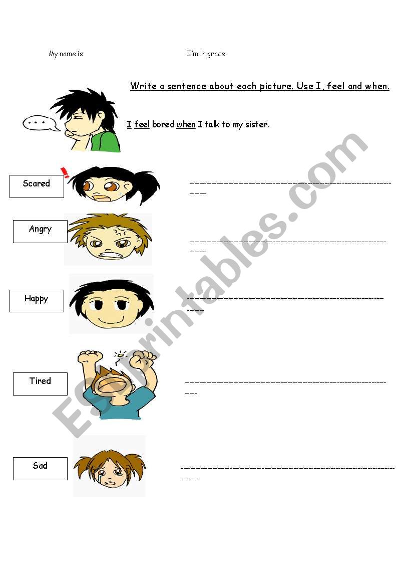 Feelings worksheet