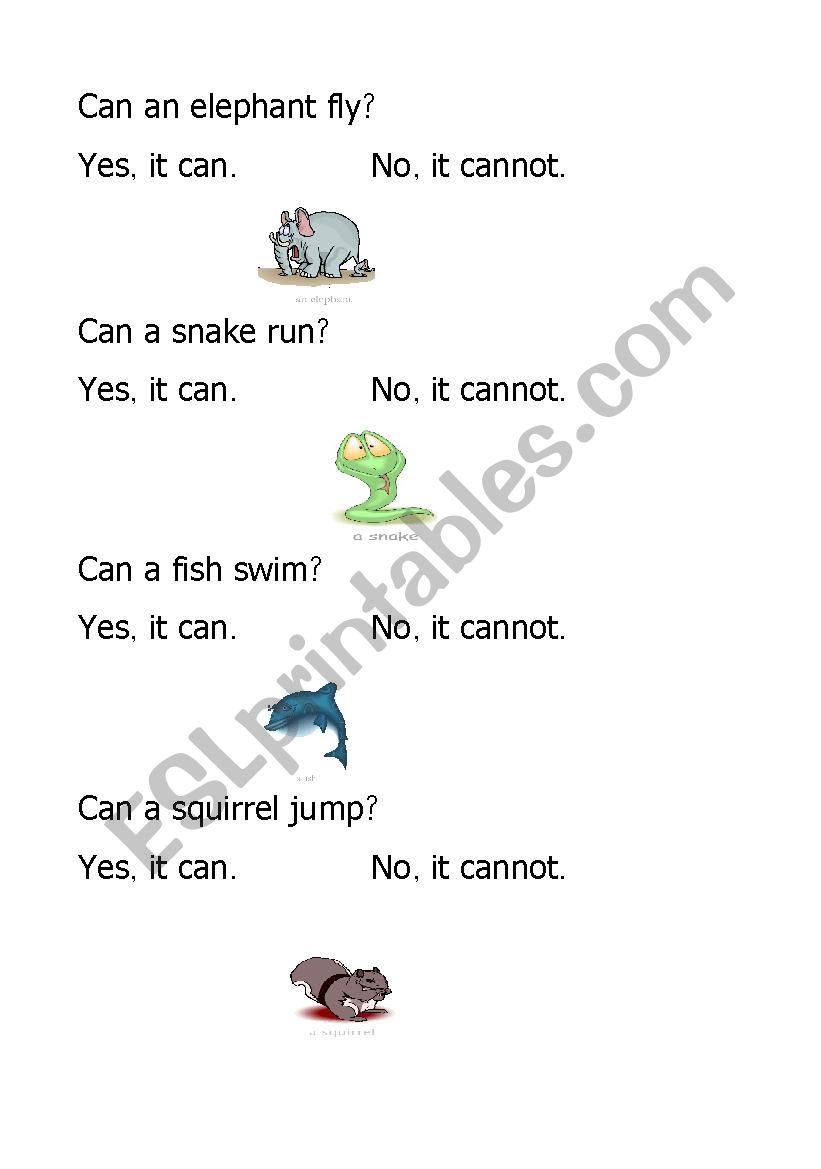 WHAT CAN ANIMALS DO? worksheet