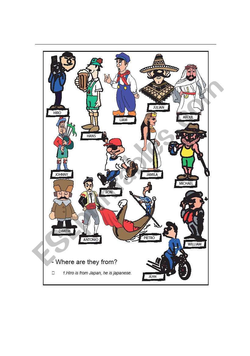 Nationalities worksheet
