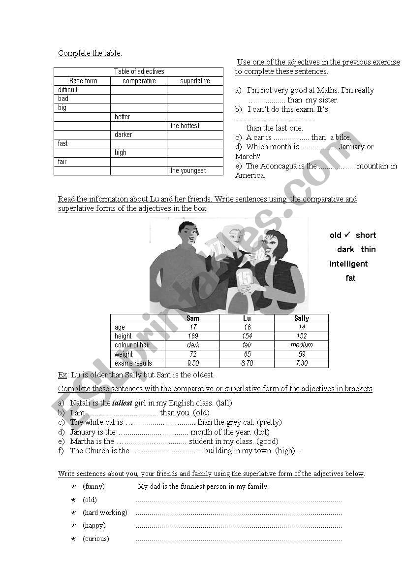 comparatives and superlatives worksheet